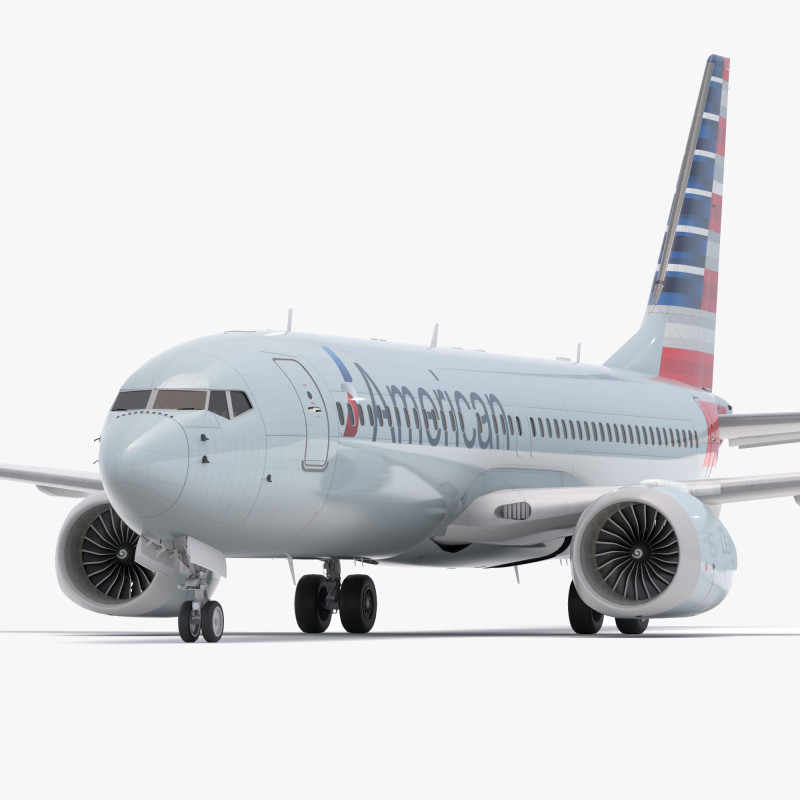 Boeing 737-800 MAX American Airlines 3D Model .c4d .max .obj .3ds .fbx .stl .blend