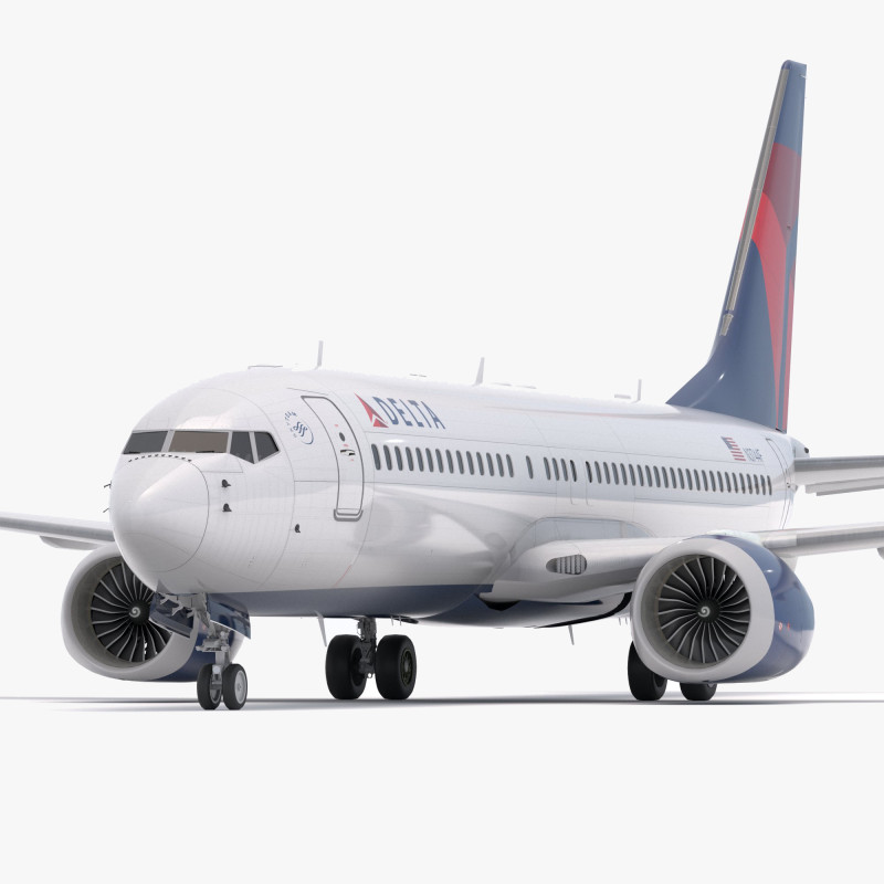Boeing 737-800 MAX Delta Havayolları 3D Model .c4d .max .obj .3ds .fbx .stl .blend