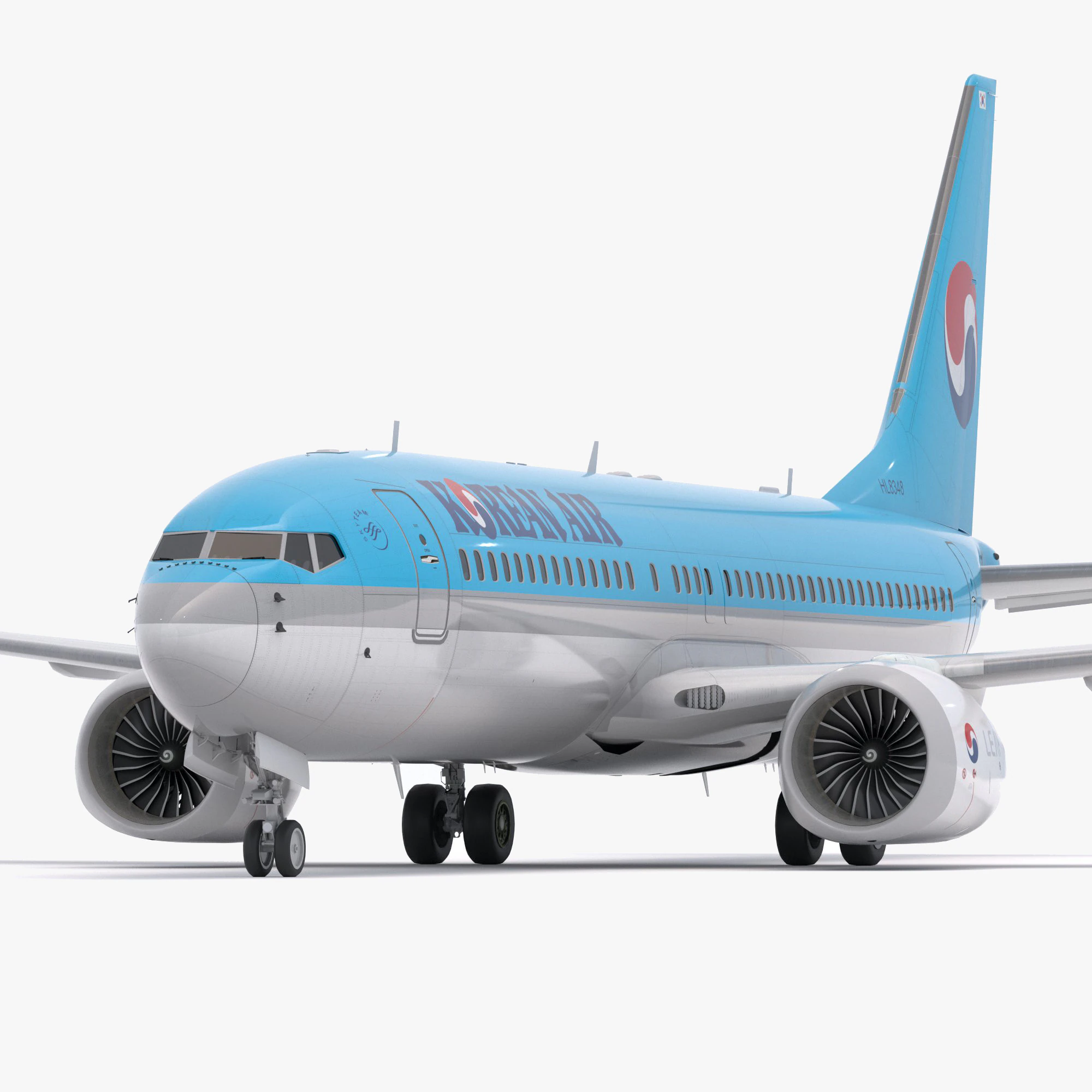 Boeing 737-800 MAX Korean Air 3D Model .c4d .max .obj .3ds .fbx .stl .blend 