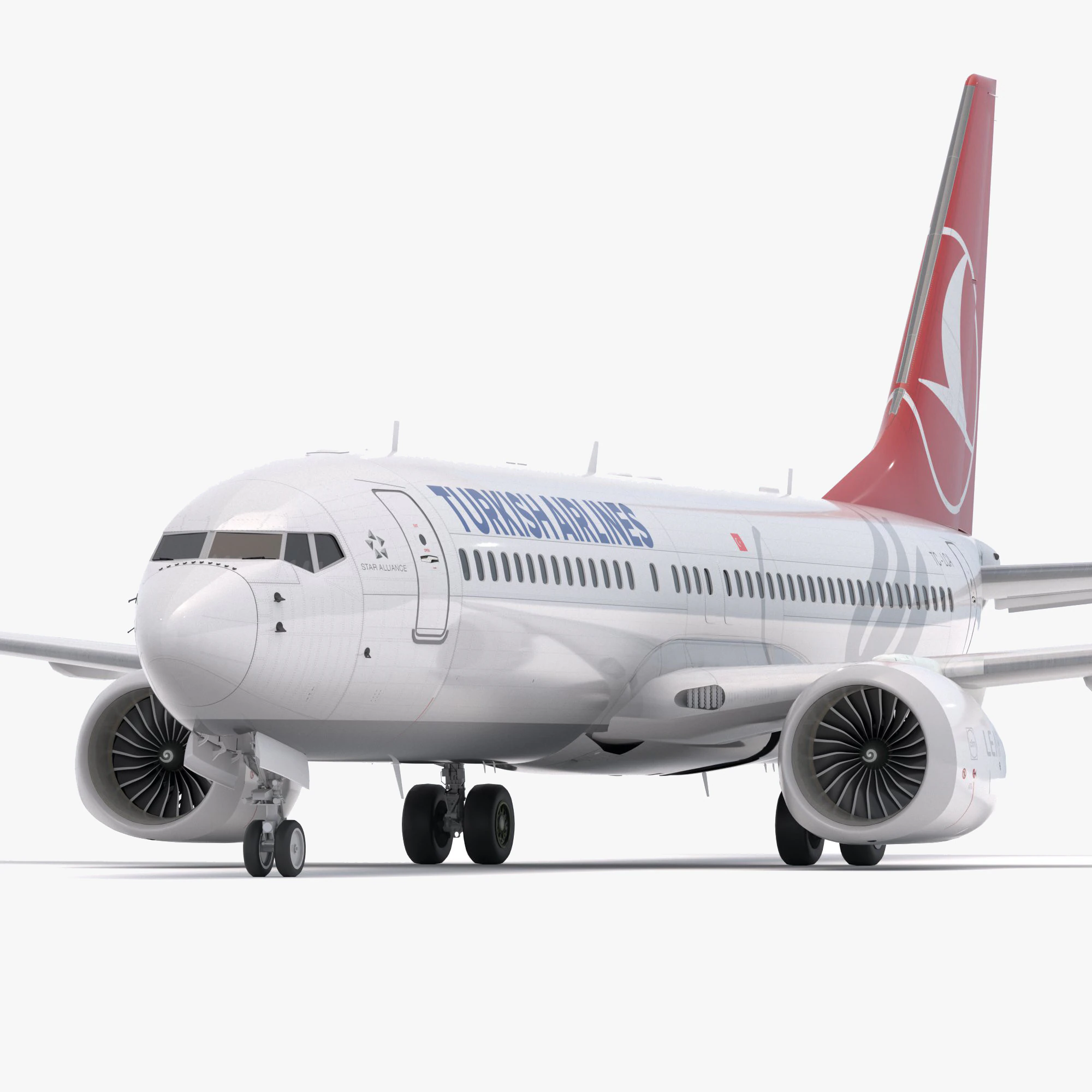 Boeing 737-800 MAX Turkish Airlines 3D Model .c4d .max .obj .3ds .fbx .stl .blend 