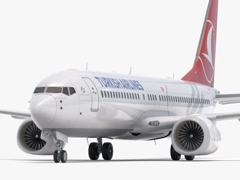 Boeing 737-800 MAX della compagnia aerea turca Modello 3D