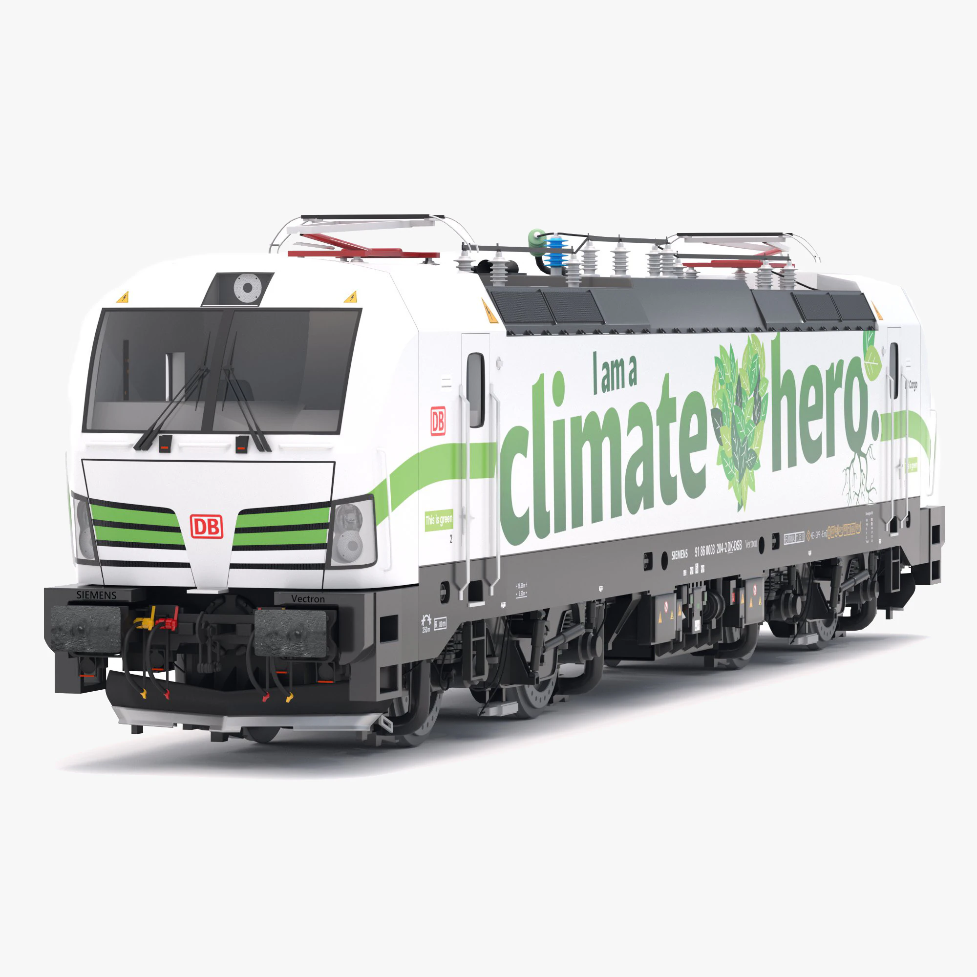 Siemens Vectron DB I am Climate Hero Livery 3D Model .c4d .max .obj .3ds .fbx .stl .blend