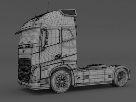 Volvo fh16 2021 and Lowboy Trailer with Volvo DD105 Road Roller Compactor 3D Model