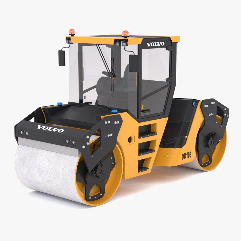 볼보 DD105 굴절식 탠덤 로드 롤러 3D 모델 .c4d .max .obj .3ds .fbx .stl .blend