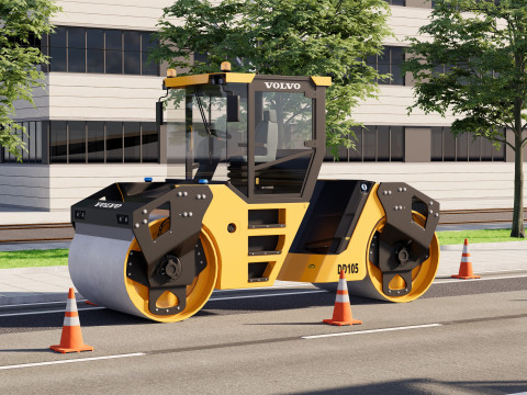 볼보 DD105 굴절식 탠덤 로드 롤러 3D 모델