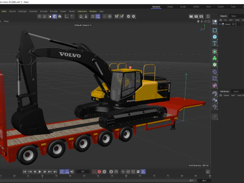 Volvo fh16 2021 e reboque Lowboy com escavadeira EC300E Modelo 3D