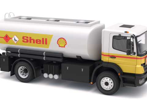 Camión cisterna Mercedes-Benz Axor Shell Modelo 3D