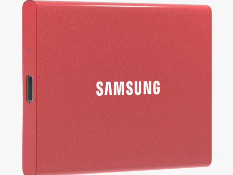 SSD Portátil Samsung T7 Vermelho Modelo 3D