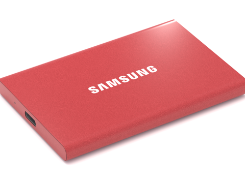 सैमसंग पोर्टेबल एसएसडी टी7 रेड 3D मॉडल