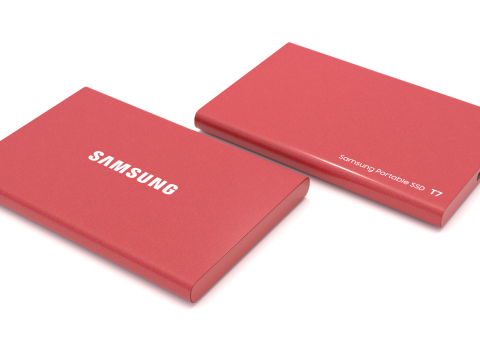 सैमसंग पोर्टेबल एसएसडी टी7 रेड 3D मॉडल