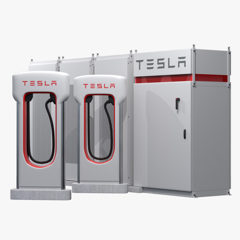 Sistema de armazenamento e carregador Tesla Modelo 3D .c4d .max .obj .3ds .fbx .stl .blend 