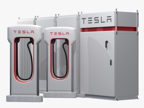 Sistema de armazenamento e carregador Tesla Modelo 3D