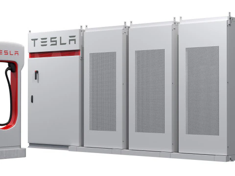 Tesla Storage System and Charger 3D Model