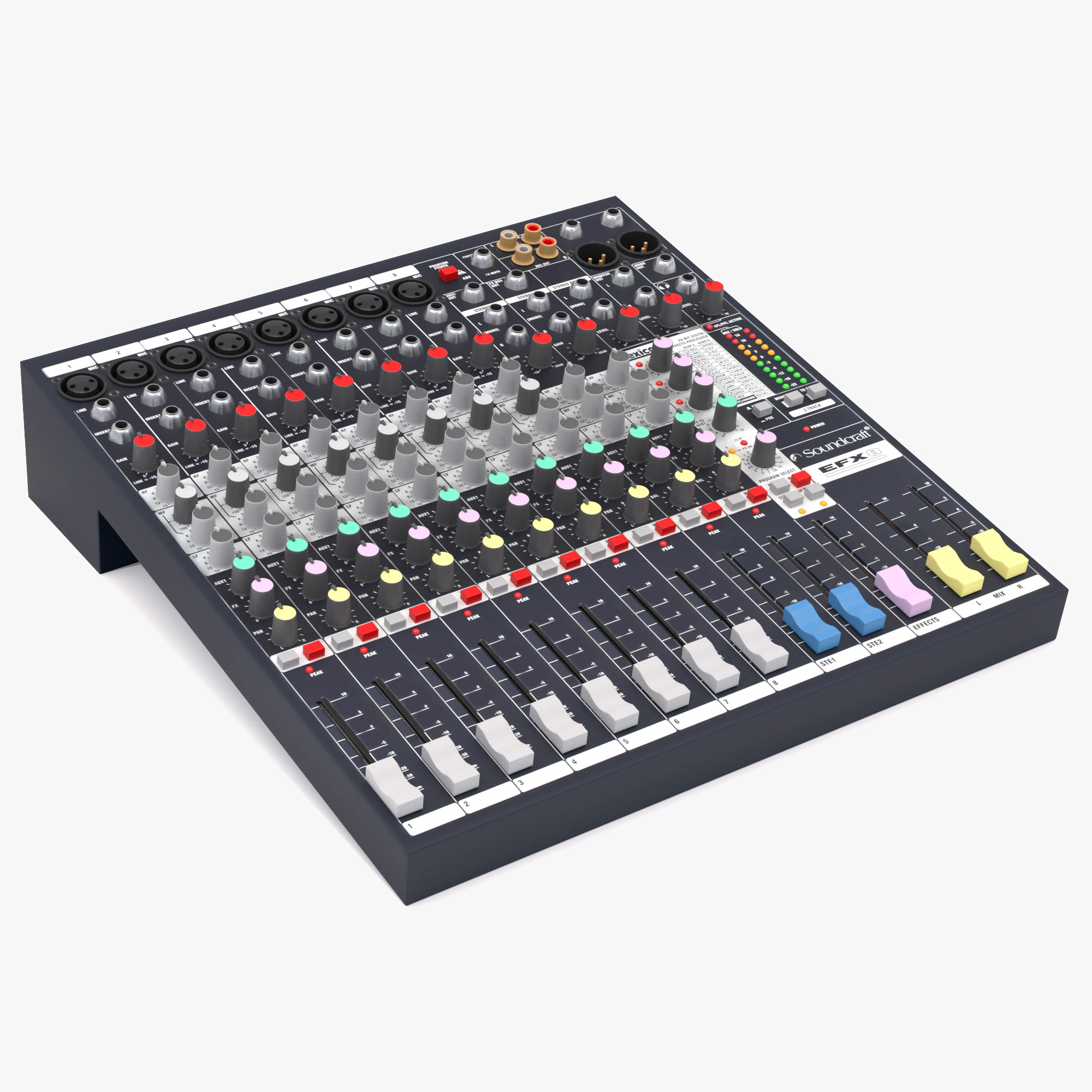 Soundcraft EFX8 Mixing Console 3D Model .c4d .max .obj .3ds .fbx .stl .blend