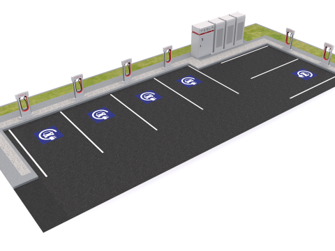 Stacja doładowania Tesli Model 3D