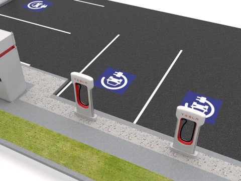 Tesla Supercharger Station 3D Model