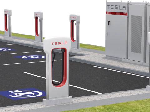 Tesla Supercharger Station 3D Model