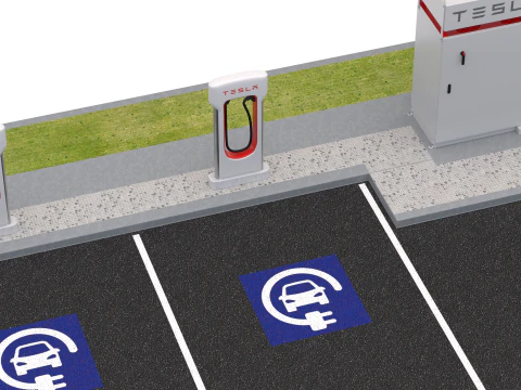 Tesla Supercharger Station 3D Model