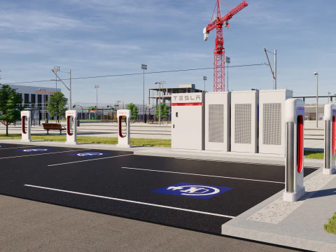 Tesla Supercharger Station 3D Model