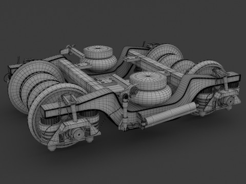 Колесная тележка поезда 2 3D Модель