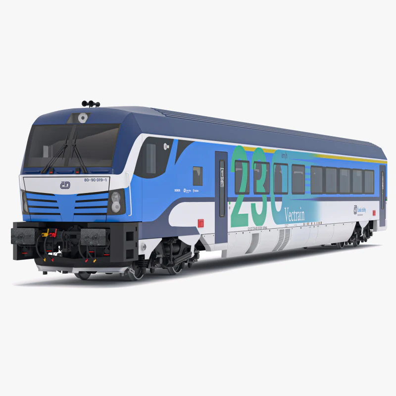 Siemens Vectrain-locomotief Tsjechische Spoorwegen 3D Model .c4d .max .obj .3ds .fbx .stl .blend 