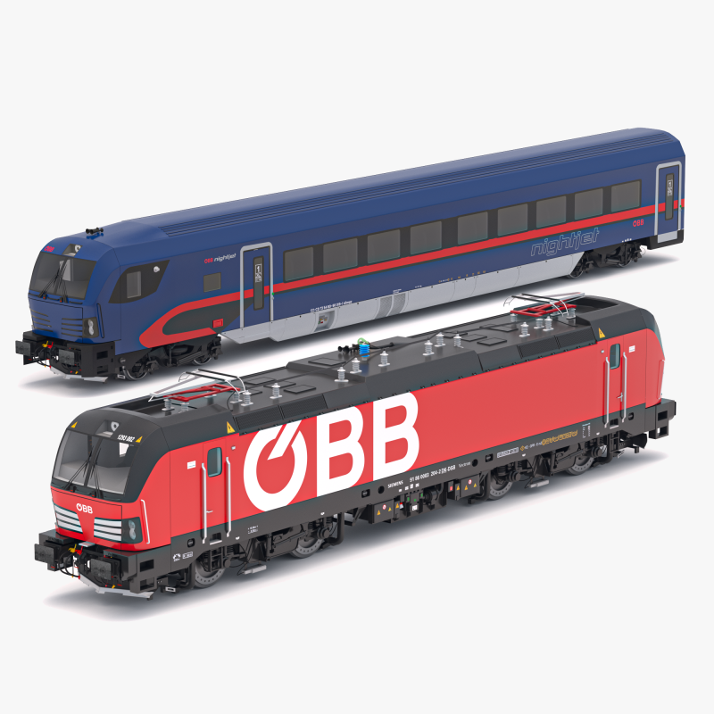 Siemens Vectron - Vectrain OBB Nightjet Train Collection 1 3D Model .c4d .max .obj .3ds .fbx .stl .blend 