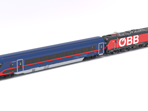 Siemens Vectron - Vectrain OBB Nightjet Train Collection 1 3D Model