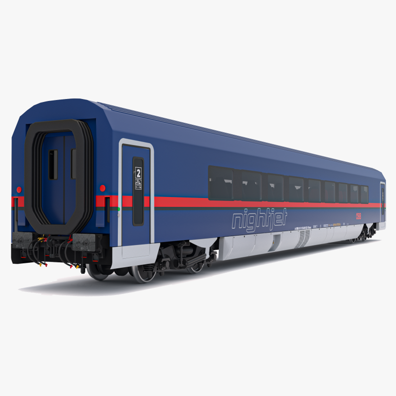 Vagone ferroviario Ampz OBB Nightjet 1 Modello 3D .c4d .max .obj .3ds .fbx .stl .blend 
