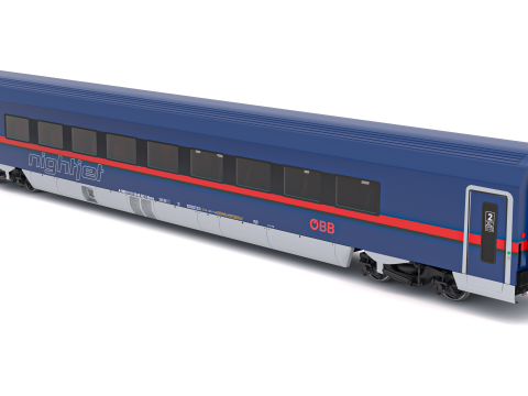 Vagone ferroviario Ampz OBB Nightjet 1 Modello 3D