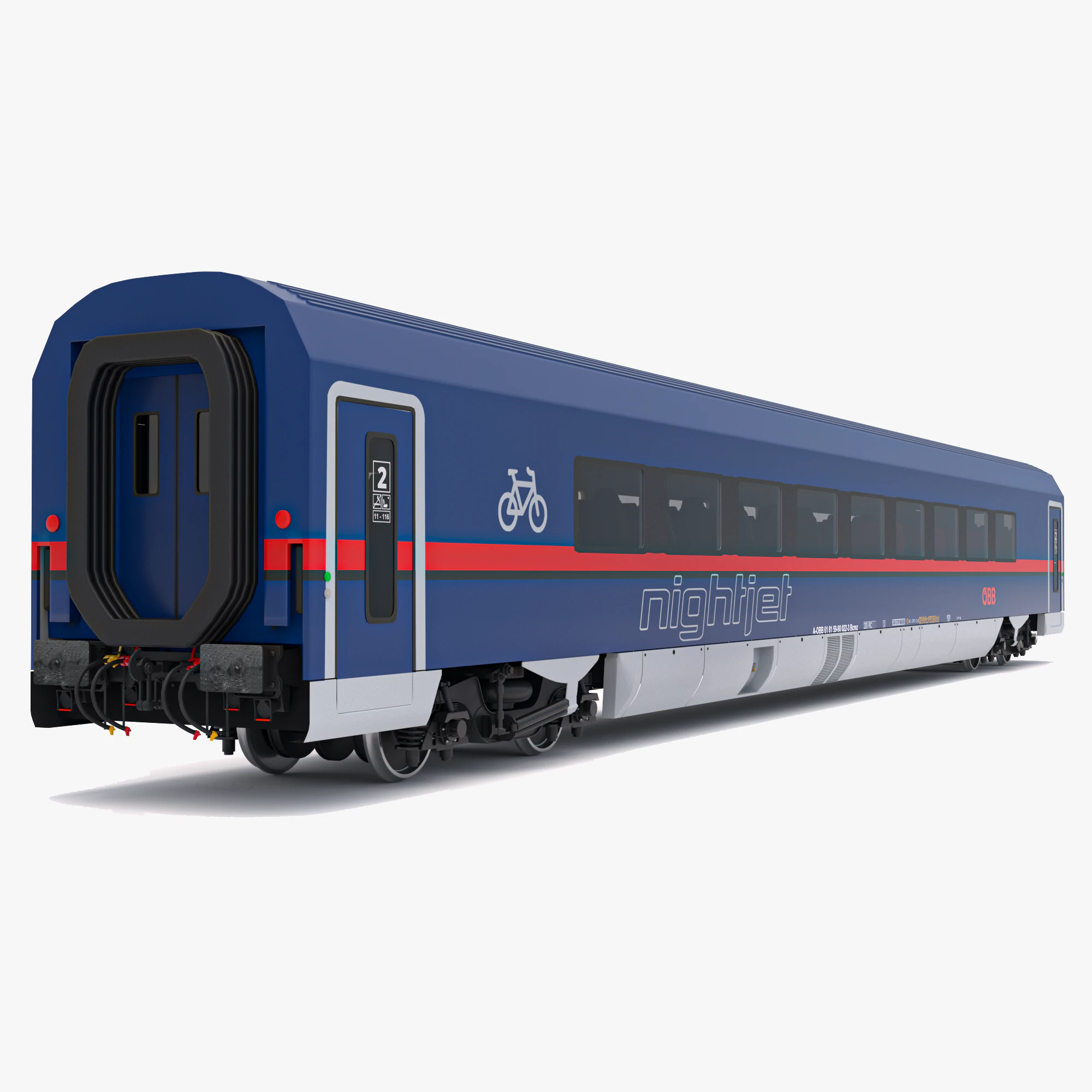 Ampz Rail Wagon OBB Nightjet 2 3D Model .c4d .max .obj .3ds .fbx .stl .blend 