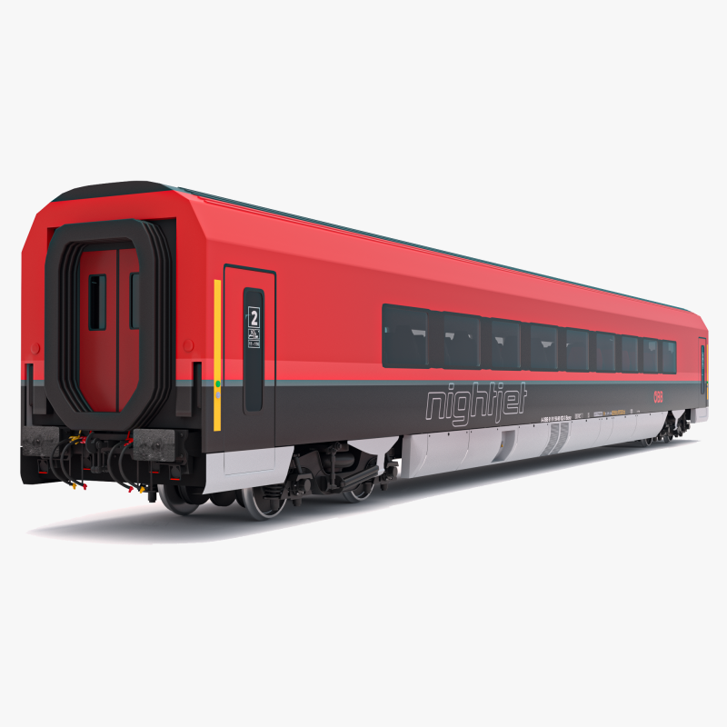 Ampz Rail Wagon OBB Nightjet 3 3D Модель .c4d .max .obj .3ds .fbx .stl .blend 