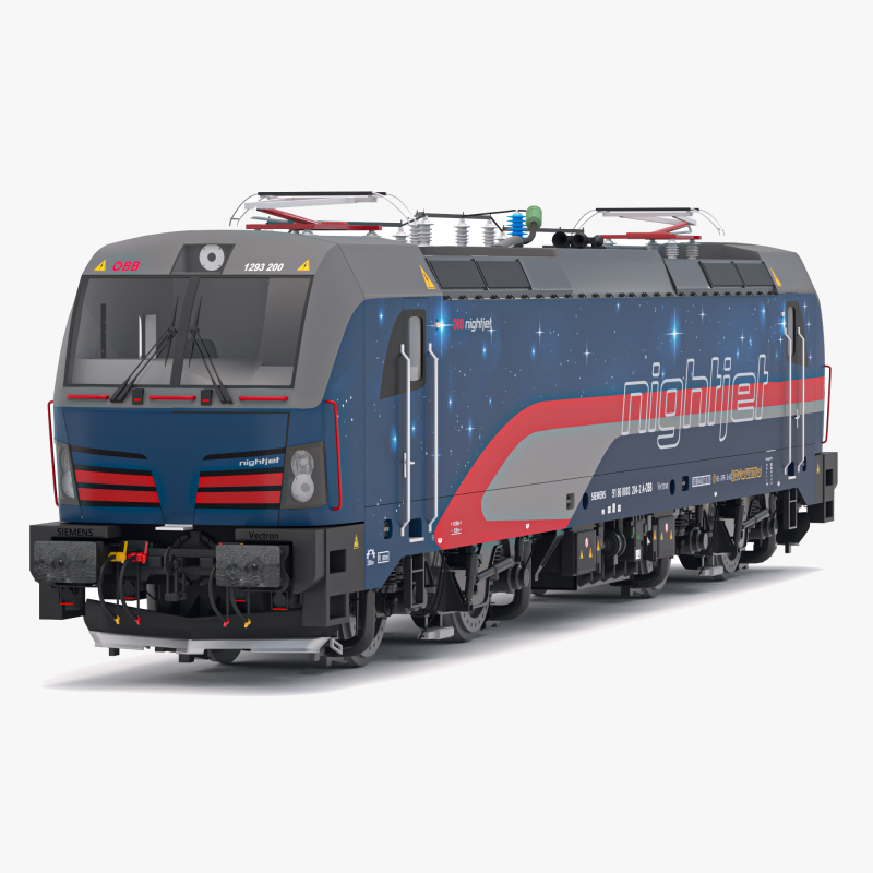 Siemens Vectron Nightjet 3D Model .c4d .max .obj .3ds .fbx .stl .blend