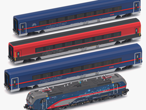 Tren de pasajeros OBB Nightjet Colección 1 Modelo 3D