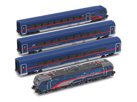 Treno passeggeri OBB Nightjet Collection 2 Modello 3D