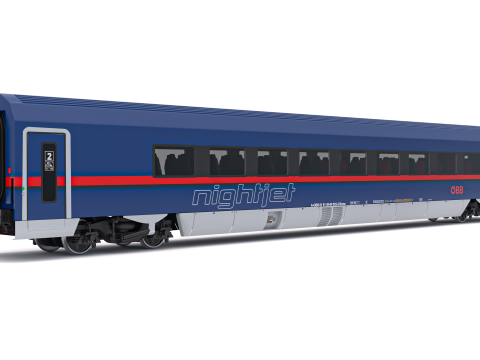 Treno passeggeri OBB Nightjet Collection 2 Modello 3D