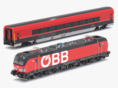 Trem de passageiros OBB Nightjet Cole&ccedil;&atilde;o 3 Modelo 3D