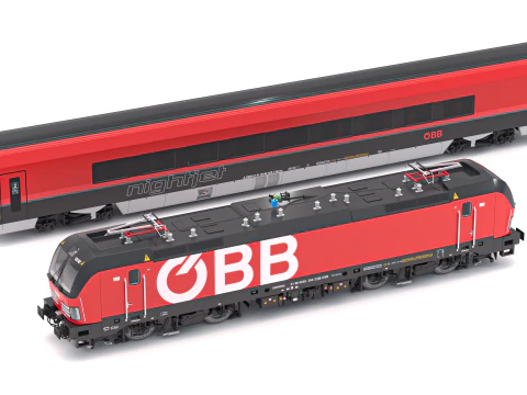 Treno passeggeri OBB Nightjet Collection 3 Modello 3D