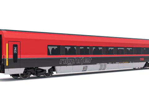 Treno passeggeri OBB Nightjet Collection 3 Modello 3D