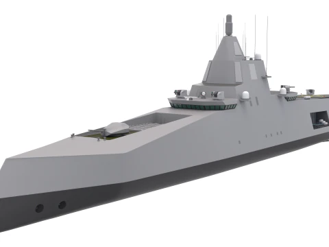 Stealth Navy Frigate 3D Model