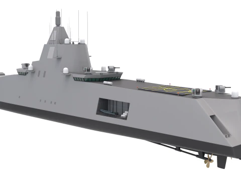 Stealth Navy Frigate 3D Model