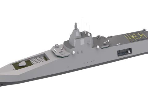 Stealth Navy Frigate 3D Model
