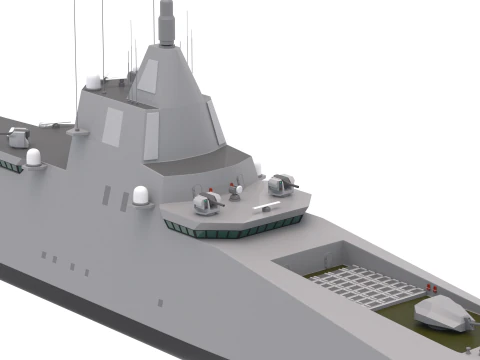Stealth Navy Frigate 3D Model