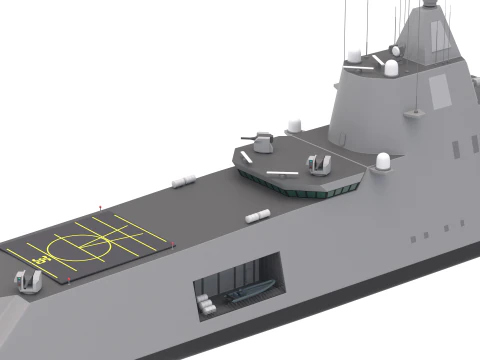 Stealth Navy Frigate 3D Model