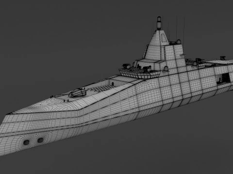 Stealth Navy Frigate 3D Model