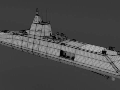 Stealth Navy Frigate 3D Model