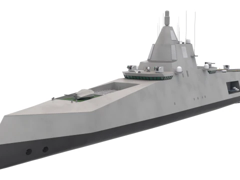 Stealth Navy Frigate v2 3D Model
