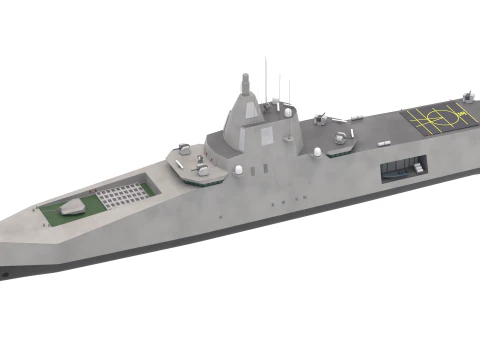 Stealth Navy Frigate v2 3D Model