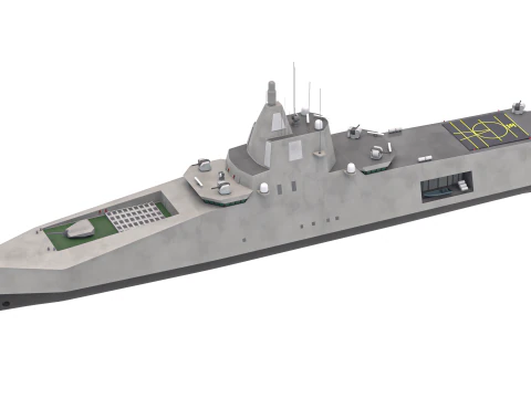 Stealth Navy Frigate v2 3D Model