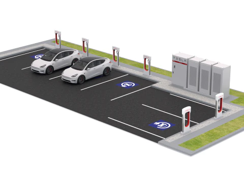 Esta&ccedil;&atilde;o Supercharger Tesla com Y 2023 Modelo 3D