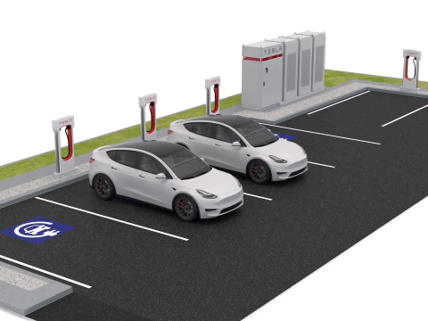 Esta&ccedil;&atilde;o Supercharger Tesla com Y 2023 Modelo 3D